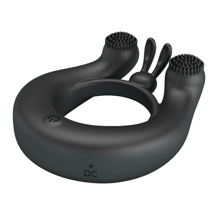 PRETTY LOVE - DAHLIA VIBRATING RING + CLITORIS STIMULATOR 12 VIBRATIONS BLACK